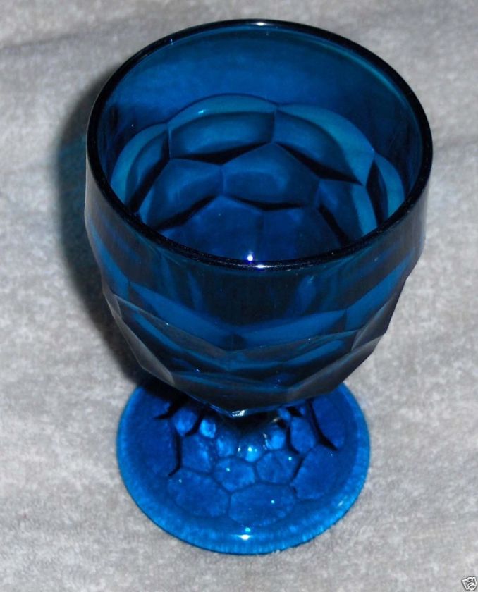 vtg COBALT blue GOBLET teal GREEN aqua WINE glass DIAMOND turquoise 
