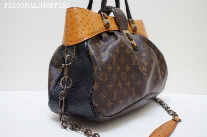   LOUIS VUITTON LARGE OSKAR WALTZ OSTRICH & PYTHON SATCHEL BAG  