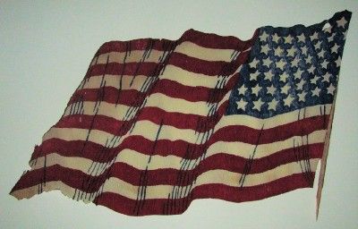 1896 Printed CREPE PAPER 45 STAR US AMERICAN PARADE FLAG, UTAH UT 