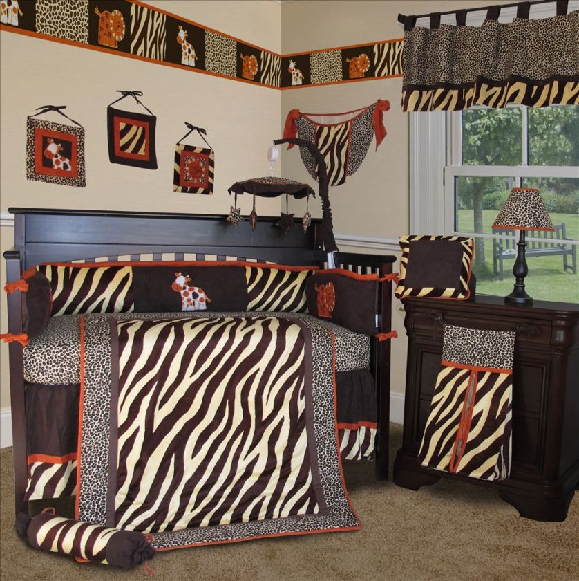 Baby Boutique   Brown Zebra 15 Boy Girl Crib Nursery Bedding Set 