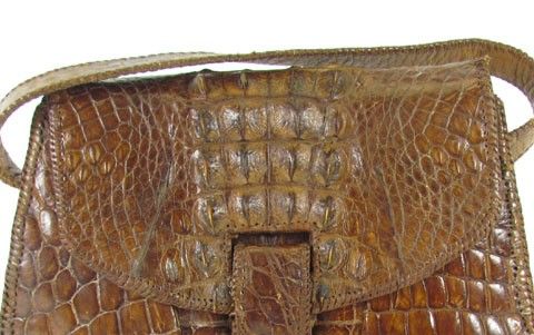 Vintage Alligator Hornback Crocodile purse handbag 1950s  