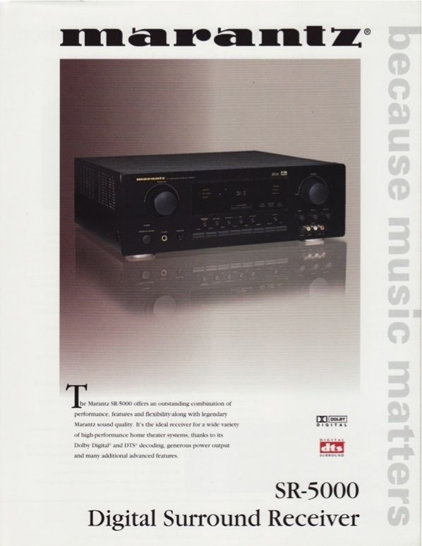 Marantz SR 5000 Receiver Brochure 1999  