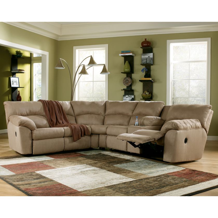 Ashley  Sectional With Left/ Right Recliner Loveseats Mocha 