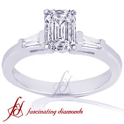 50 Ct Emerald Cut 3 Stone Diamond Engagement Ring VVS2  