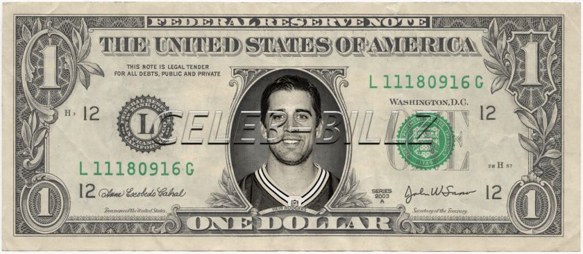 Aaron Rodgers Dollar Bill NFL Green Bay Packers  