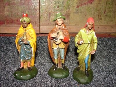 Vintage/Antique Nice Chalkware Christmas Nativity Set Germany  