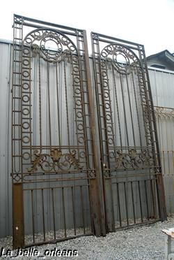 MONUMENTAL 19THc FRENCH WROUGHT IRON MANSION GATES  