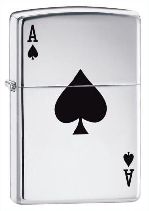 Zippo   Lucky Ace of Spades   High Polish Chrome #24011