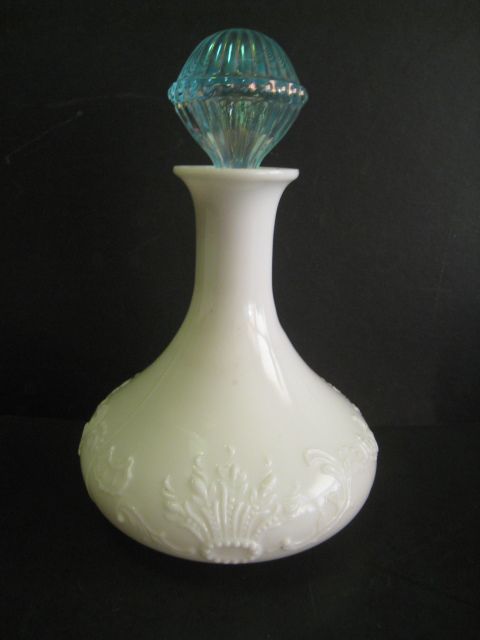 Vintage Mold Blown Milk Glass Decanter, Bottle  