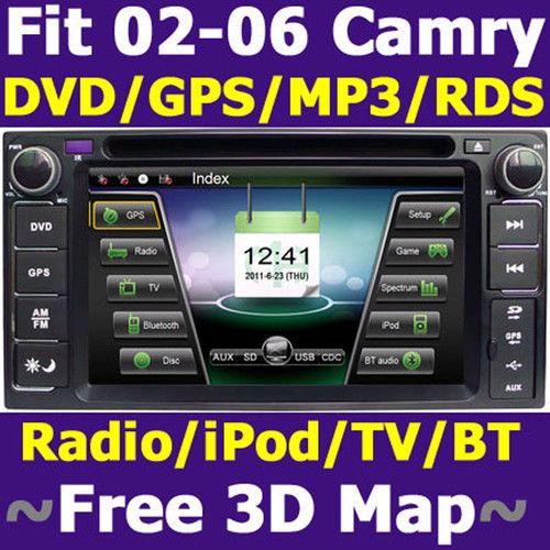 Free 3D Map Indash Car DVD Player GPS Navigation for Toyota Camry 