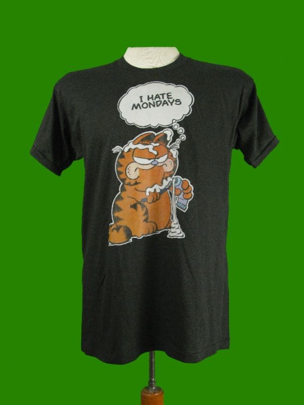 Vintage 70s GARFIELD I HATE MONDAYS IRON ON T SHIRT L  