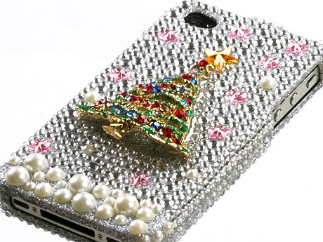 CHRISTMAS TREE DIAMOND BLING CRYSTAL FACEPLATE 3D CASE COVER APPLE 