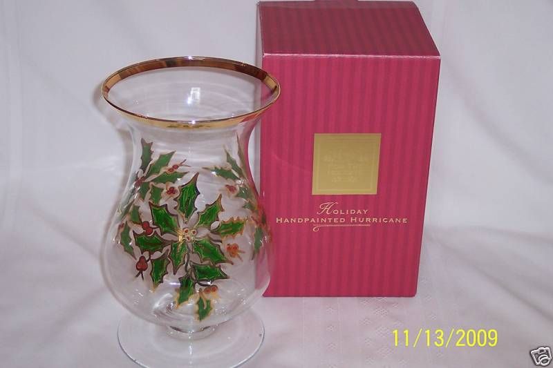 LENOX HOLIDAY HURRICANE VASE   NEW IN BOX  