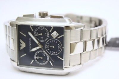 New Emporio Armani Steel Men Chronograph Dress Date Watch 35mm x 48mm 