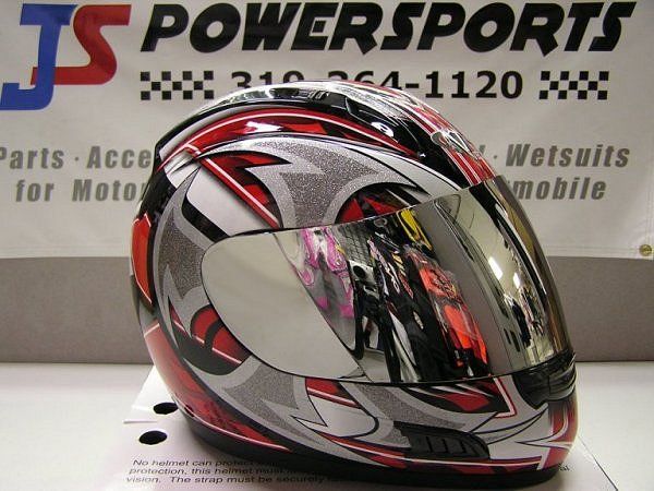 NEW VEGA SHURIKEN MOTORCYCLE HELMET + SILVER SHIELD RED 2X LARGE 