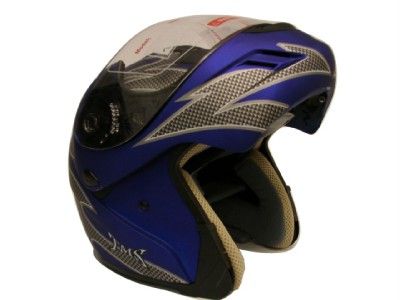 DOT FLIP UP MODULAR MOTORCYCLE STREET HELMET BLUE ~L  