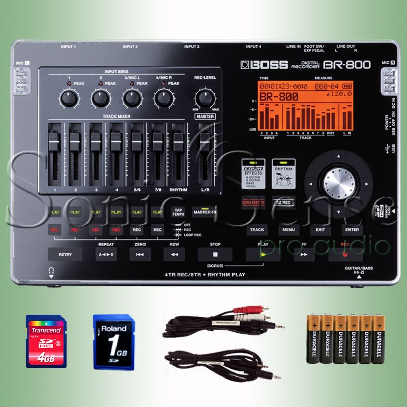 BOSS BR 800 BR800 Digital 8 Track Recorder Cables 4GB  