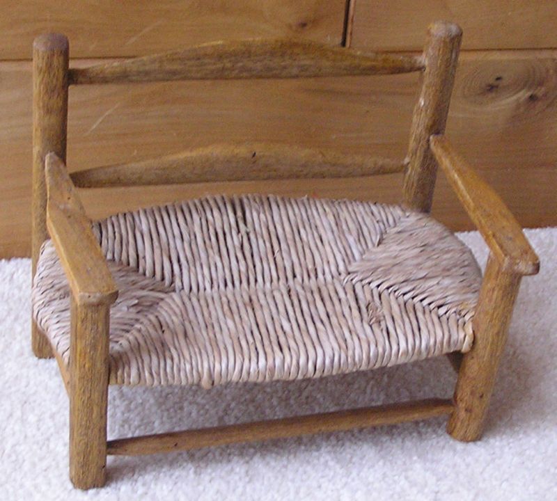 Vintage Barbie Fashion Doll Sized Rattan Wooden Bench  