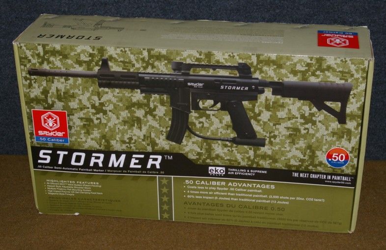 STORMER SPYDER .50 CALIBER PAINTBALL MARKER GUN   USED IN ORIGINAL BOX 