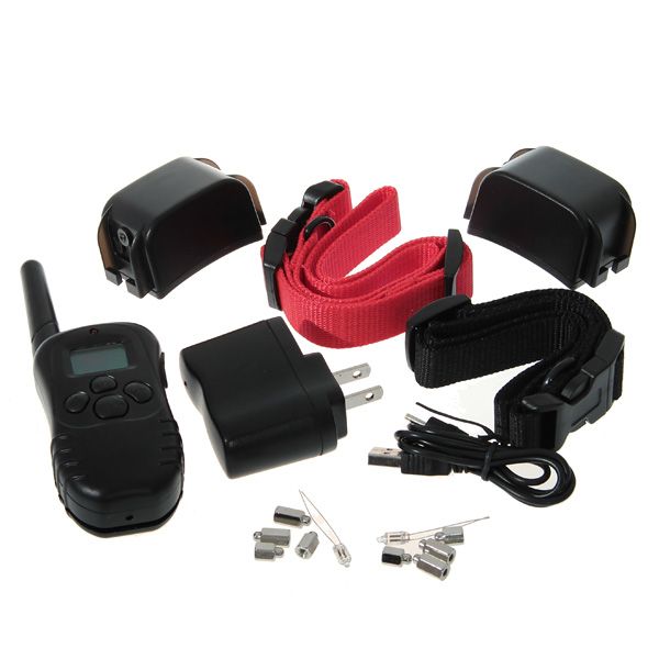 New Rechargeable 100LV Shock Vibra Remote Dog Training Collar LCD for 