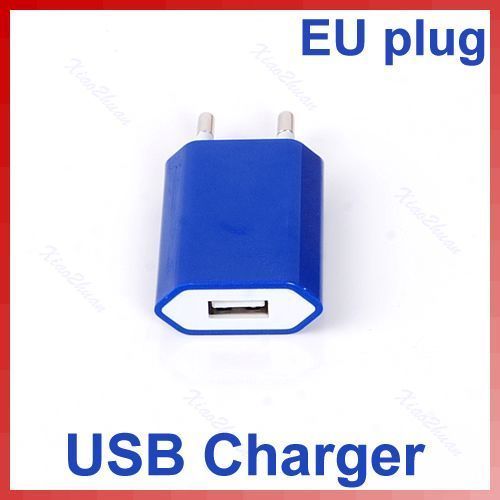 New EU USB Wall Home AC Charger Adapter For iPhone 3G 3GS 4 4G Blue 