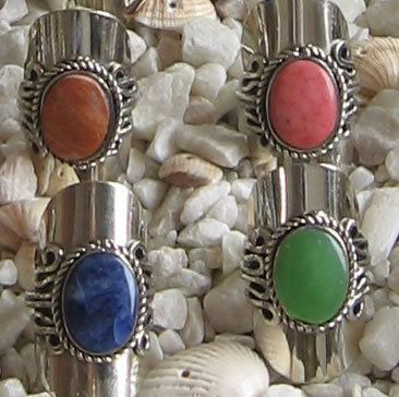 100 Rings Alpaca Silver Semi Precious Peruvian Stones  