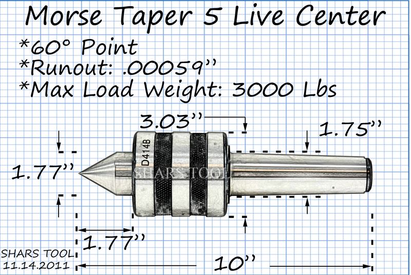 MT5 MORSE TAPER # 5 MT LIVE CENTER TRIPLE BEARING CNC  