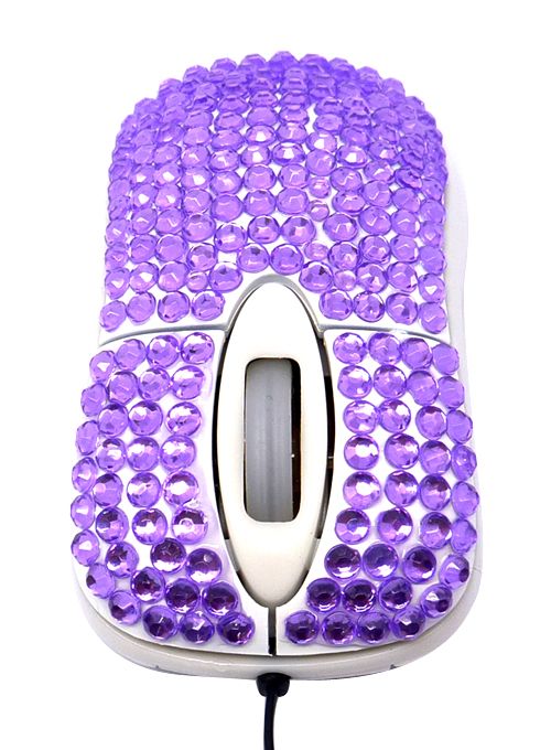 Purple Mini Crystal Rhinestone Computer Laptop Mouse  