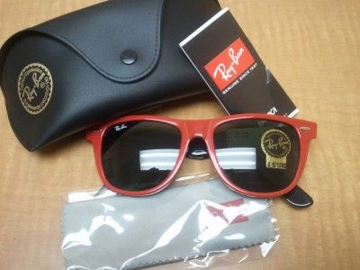 New Ray Ban Sunglasses 2140 RED and BLACK WAYFARER Authentic NR  