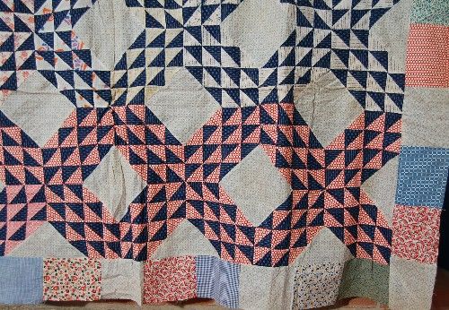 20s Ocean Waves Antique Quilt Top ~NICE VINTAGE FABRICS & GREAT 