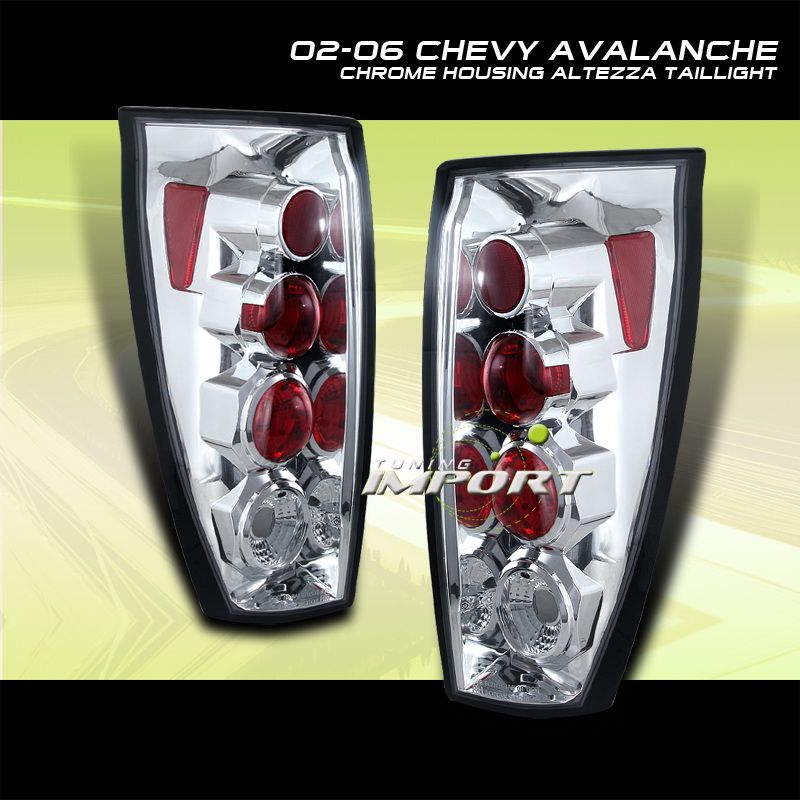 02 06 CHEVY AVALANCHE LS LT CHROME ALTEZZA TAIL LIGHTS  