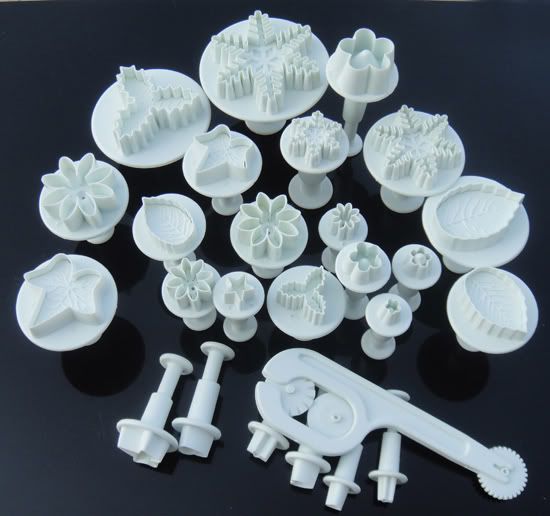 26pcs flower cake fondant cutter decorating sugarcraft mold plunger 