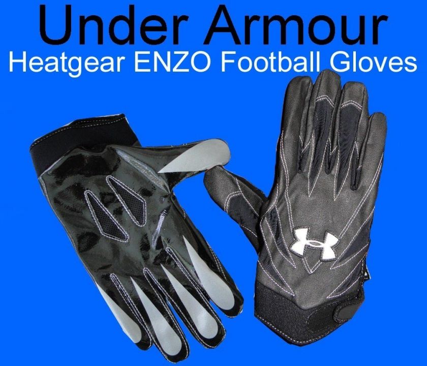 40 UNDER ARMOUR HeatGear ENZO Black FOOTBALL Gloves XL  