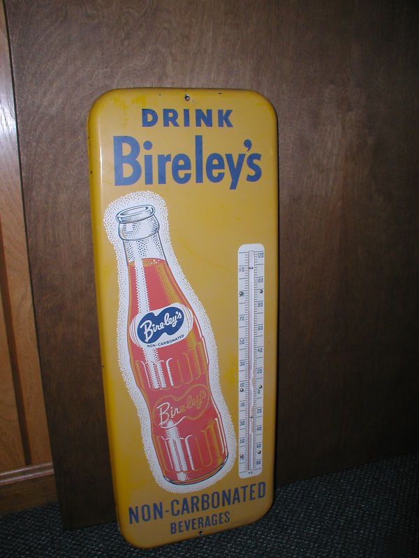 BIRELEYS SODA LARGE TIN THERMOMETER SIGN 517 G  