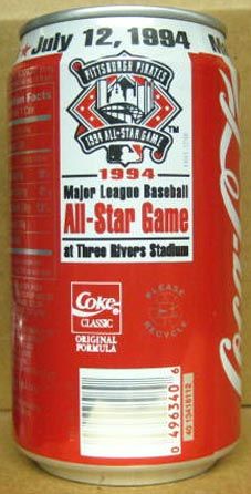 COCA COLA 1994 ALL STAR GAME Coke Soda Can Baseball PGH  