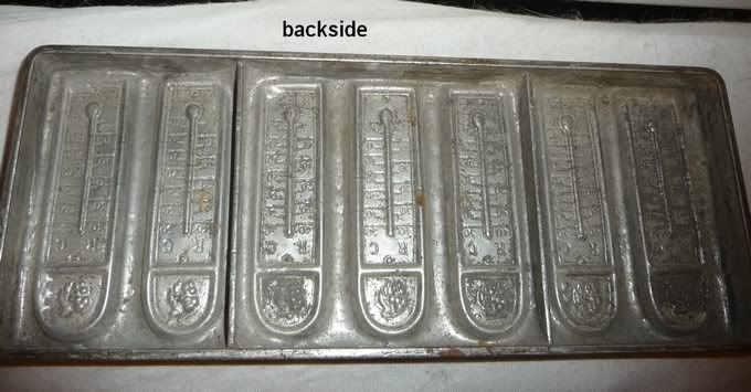 VINTAGE SIGNED METAL TIN PLATED CHOCOLATE MOLD 7 THERMOMETERS  