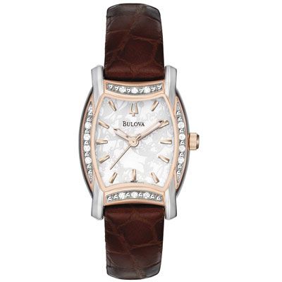 Bulova Ladies Leather Strap 25mm Quartz Watch 98R137  