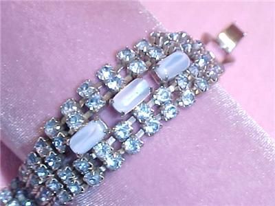 WEISS Vintage Signed BLUE RHINESTONE 5 Row BRACELET  