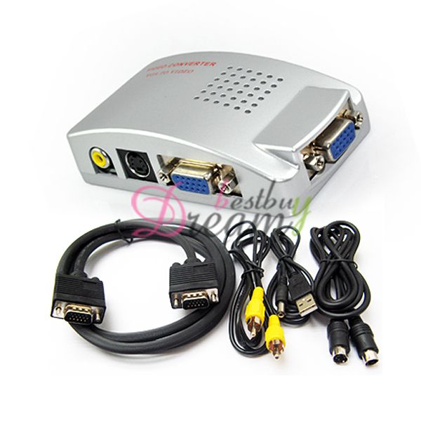 VGA to TV RCA Composite S video Converter Box for PC Laptop  