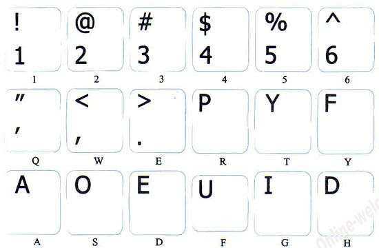 DVORAK SIMPLIFIED KEYBOARD STICKERS NON TRANSP.WHITE PC  