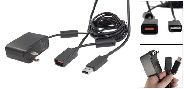 US Plug Charger Power Blk Adapter for Xbox 360 Kinect  