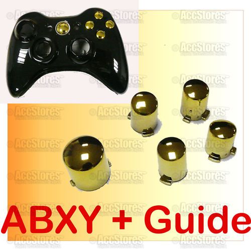 GOLDEN ABXY A B X Y + Guide Button f Xbox360 Controller  