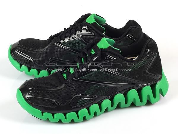 Reebok Zig Sonic Black Raw Green Mesh Zig Tech Running  