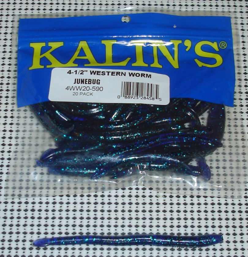 Kalins 4 1/2 Western Weenie Worm   Junebug  